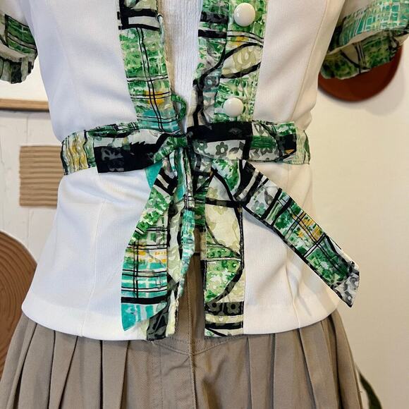 Handmade Vintage 1960s Mod Bow Embellished Short Sleeve Blouse - XS - Picture 8 of 15